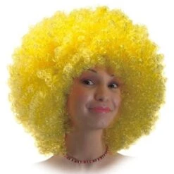 Perruque Bouclée Disco Jaune