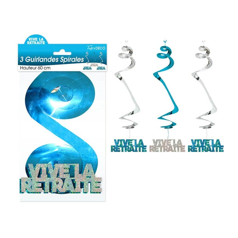 Ble3 Guirlandes Spirales Bleu Et Argent Vive La Retraite 1 Ble3 Guirlandes Spirales Bleu Et Argent Vive La Retraite