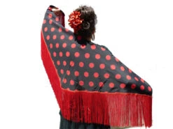 Châle Espagnol Noir à Pois Rouges