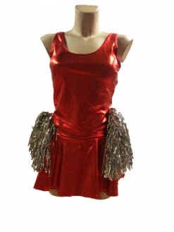 Costume Pompom Girl Métallisé Rouge
