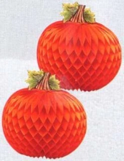 4 Citrouilles Papier Alvéolé 10 Cm