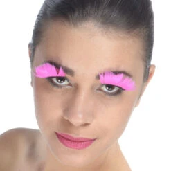 Faux Cils Roses En Plumes