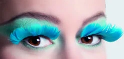 Faux Cils Turquoise En Plumes
