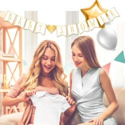 Guirlande Baby Shower Blanche Et Or