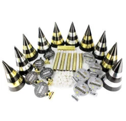 Cotillons 10 Personnes Or , Argent ,noir