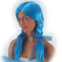 Perruque Avec Tresses Bleues