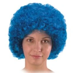 Perruque Pop Bouclée Éco Bleue