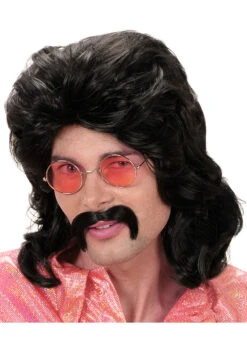 Perruque 118 218 Brune Avec Moustache