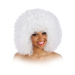 Perruque Bouclée Disco Blanche