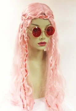 Perruque Longue Rose