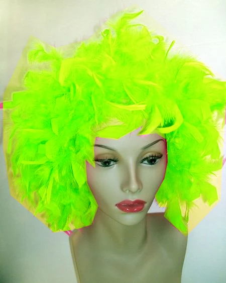 Perruque En Plumes Vert Anis 1 Perruque En Plumes Vert Anis