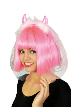 Serre Tête Cornes Rose Avec Voile