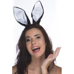 Serre Tête Lapin Noir Et Blanc