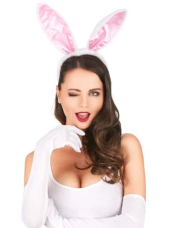 Serre Tête Lapin Rose Et Blanc